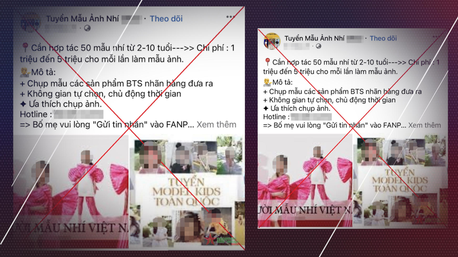 giả mạo tuyển mẫu nhí